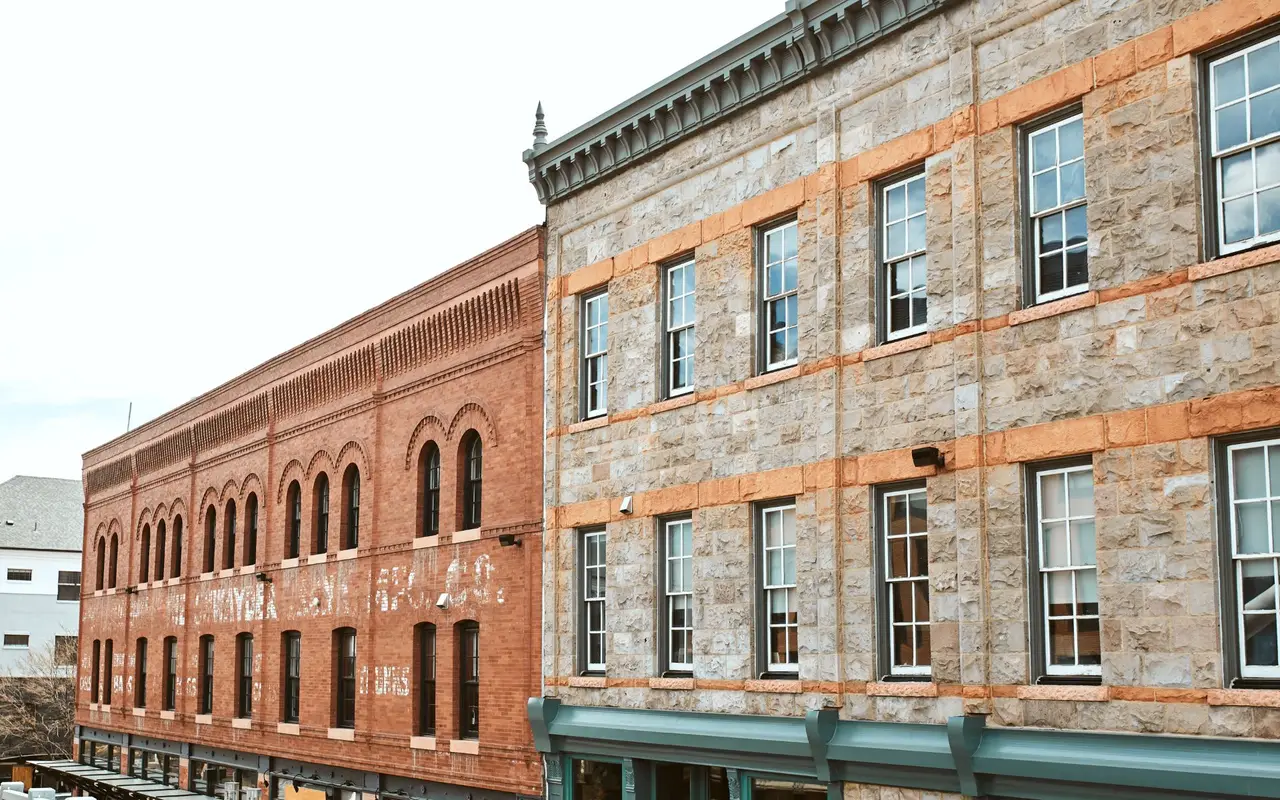 Historic brick commercial buildings in Denver’s Highlands neighborhood